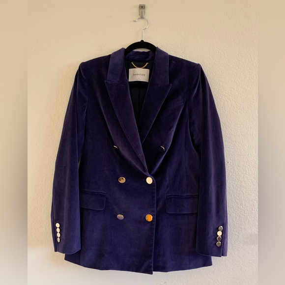 Babaton Jackets & Blazers - Aritzia Babaton Samuel Velvet Blazer Sz 4 Purple Double-Breasted Fully Lined